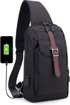 Crossbody Small-Bag! Moderne Slingbag met usb poort - Zwart - Stijlvolle multifunctionele schoudertas