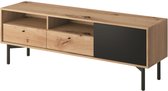InspireMe-Kast, tafelkast, tv-kast, moderne ladekast ( 151x41x53 cm) - NOBON NRTV151 Oak Artisan +Zwart