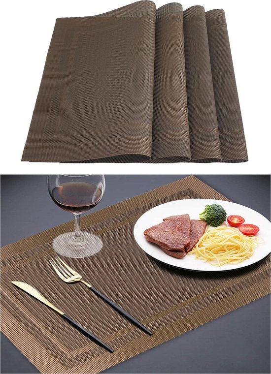 Un Ensemble De 4 Sets De Table Lavables En Vinyle PVC Résistant à La