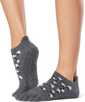 ToeSox Yoga No-Show Grip Socks teensokken - Grijs/Wit - 39-42