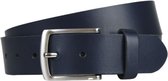 Dames/heren riemen leer blauw - Brede leren riem donkerblauw - Jeans riem - Taillemaat: 100 - Navy - Casual