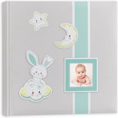 Fotoboek/fotoalbum Fred baby jongetje met 30 paginas blauw - 32 x 32 x 3,5 cm - Babyfotos - Babyalbum