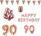 90 jaar Verjaardag Versiering Pakket Rosé Goud