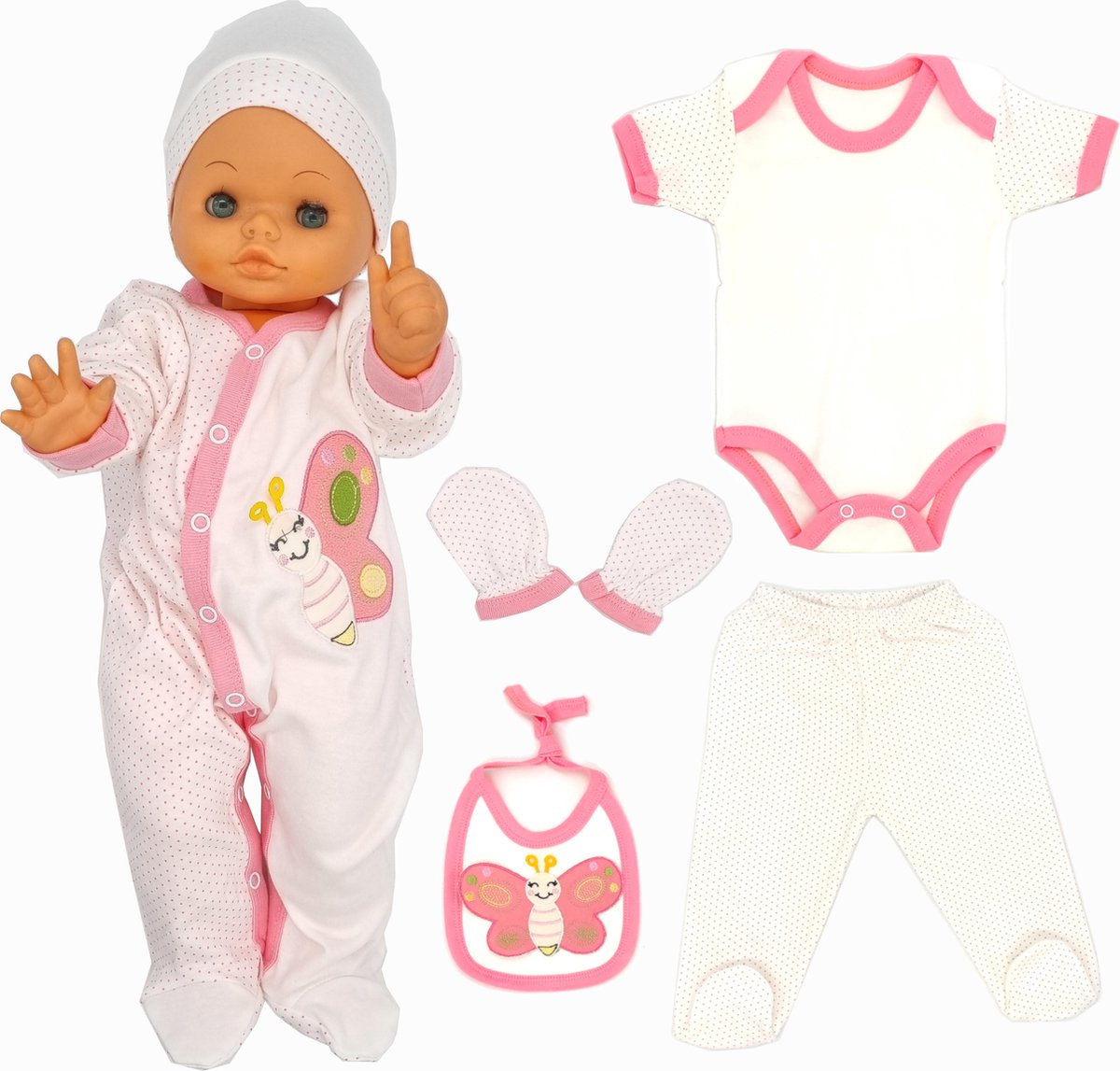 Blue eyes-Babycadeauset voor pasgeborenen, 100% natuurlijk katoen, eerste uitrusting, uniseks kleding, cadeauset, babyuitrusting voor baby's van 0-4 maanden-6 delig