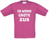 T-shirt met leuke tekst | Ik word grote zus | zwangerschap aankondiging | cadeau papa mama broer zus opa oma oom tante | kraamcadeau | maat 104 roze