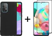 Samsung A53 hoesje - Samsung galaxy A53 hoesje zwart siliconen case hoes cover hoesjes - Full Cover - 1x Samsung A53 screenprotector