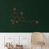 Wanddecoratie |Serotonine Molecuul / THC Molecule   decor | Metal - Wall Art | Muurdecoratie | Woonkamer |Bronze| 45x28cm