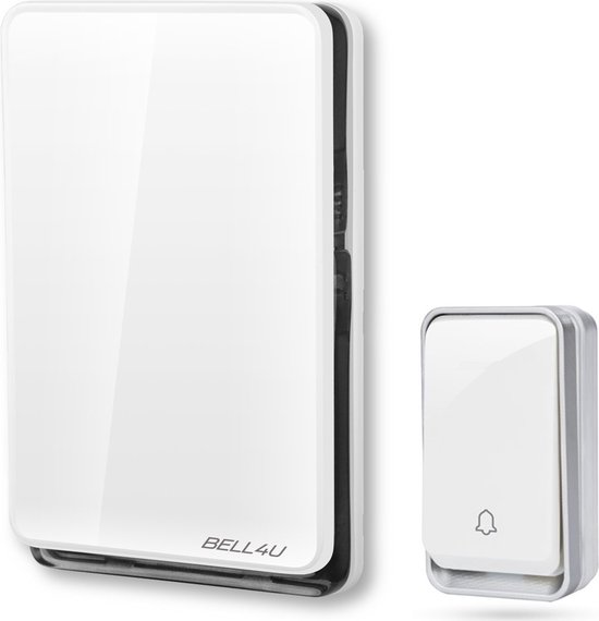 Bell4U® Draadloze deurbel. - Het belset werkt geheel zonder batterijen - Wit