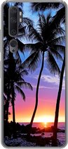 Geschikt voor Xiaomi Mi Note 10 hoesje - Een silhouet van palmbomen tijdens een zonsondergang op Hawaii - Siliconen Telefoonhoesje