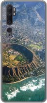 Geschikt voor Xiaomi Mi Note 10 hoesje - Een luchtfoto van Honolulu en een uitgestorven krater op Hawaii - Siliconen Telefoonhoesje