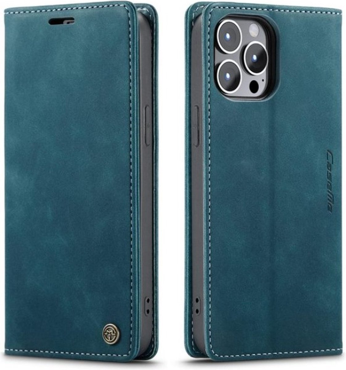 Geschikt voor Apple iPhone 13 Pro Max - CaseMe hoesje met pasjeshouder - Bookcase - BLAUW