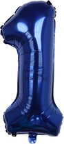 Folieballon / Cijferballon Blauw XL - getal 1 - 82cm