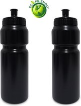 2x Drinkfles 750ml waterflessen - Volwassenen/kinderen - Zwart