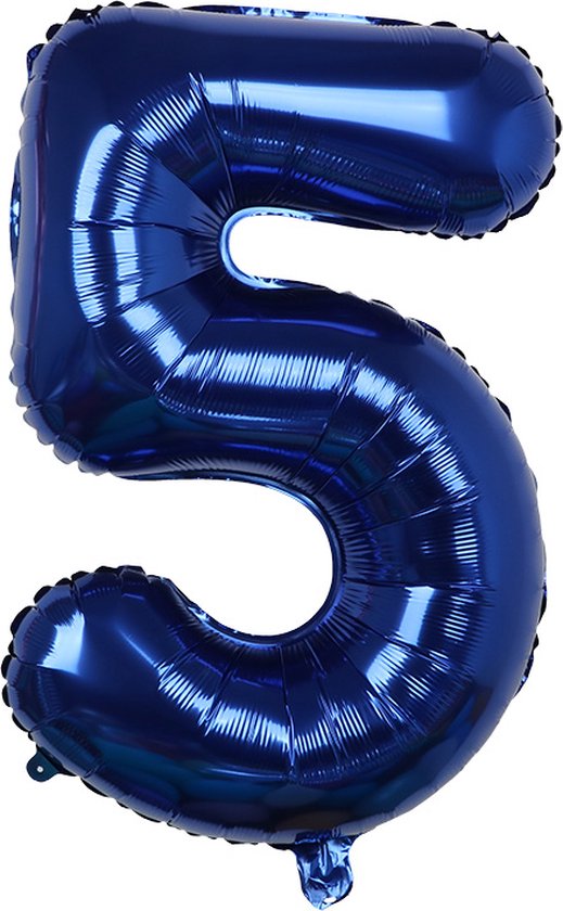 Folieballon / Cijferballon Blauw XL - getal 5 - 82cm