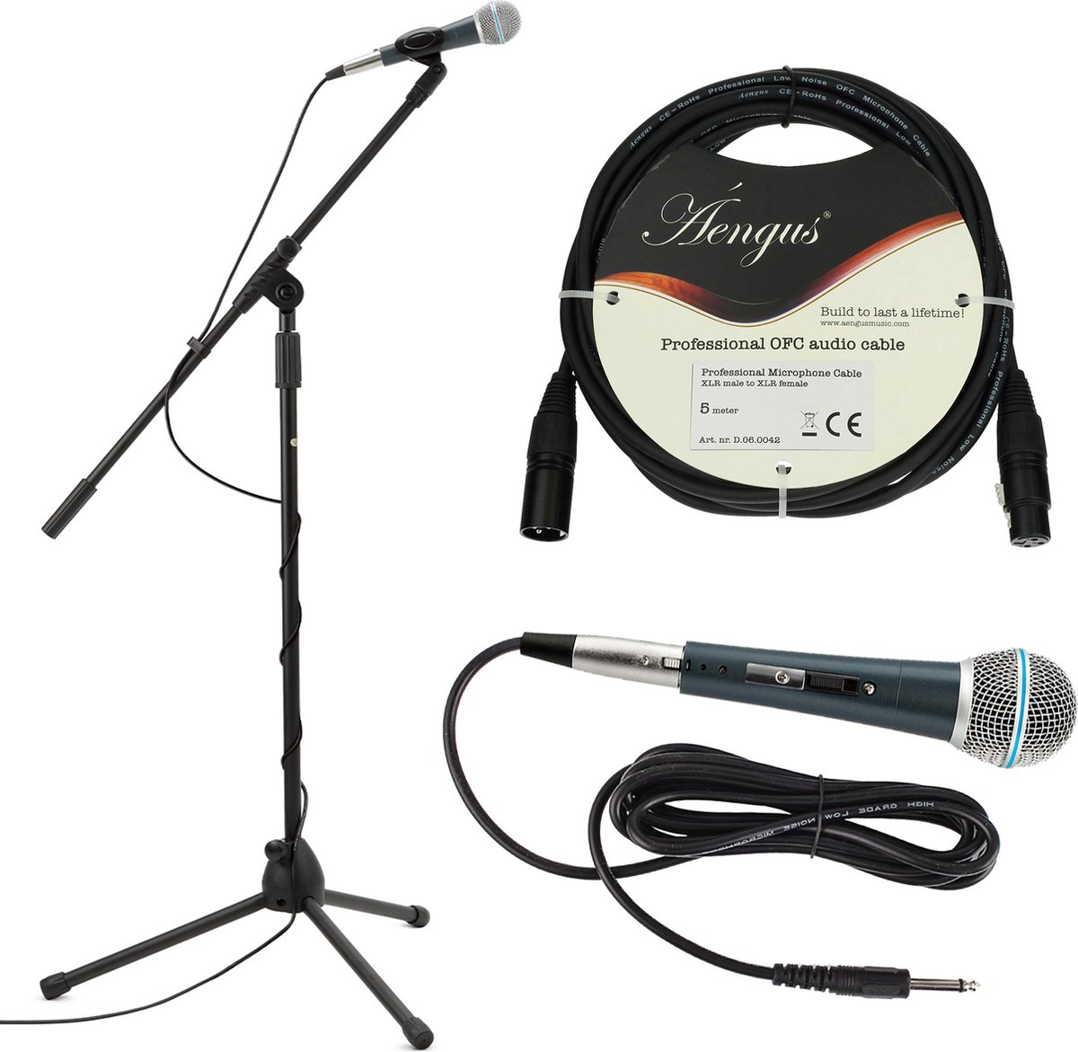 Microfoon set - starterspakket met microfoon, microfoonstandaard en XLR  kabel | bol.com