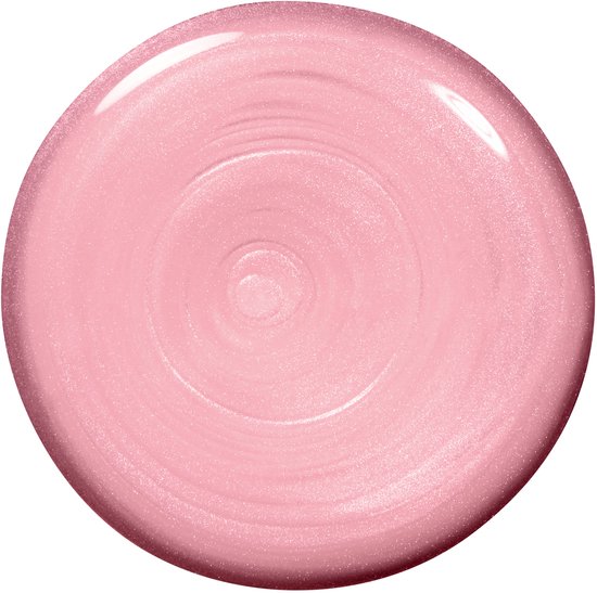 Een draaikolk van lichtroze nagellak met glinsterende deeltjes.