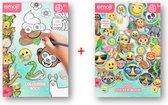 Emoji pakket - Emoji Tekenboek - Emoji Stickerboek - Emoji - Tekenboek 70 pages - Stickerboek 1000 stuks stickers - 3+ - Tekenen - Kleuren - Plakken - Funpakket - Hobby pakket.