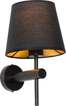 QAZQA pluk - Moderne Wandlamp voor binnen - 1 lichts - D 22 cm - Zwart - Woonkamer | Slaapkamer
