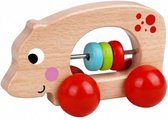speeldier Nijlpaard junior 11 cm hout naturel/rood