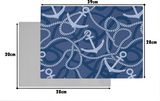Planche à Verres - 39 x 28 - Motifs - Anker - Corde - Planches à découper en verre