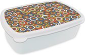 Bread Bin Wit - Lunch Box - Bread Box - Motif - Rétro - Cercle - 18x12x6 cm - Adultes