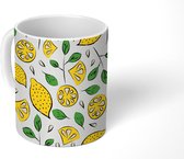 Mok - Koffiemok - Citroen - Fruit - Groen - Geel - Patroon - Mokken - 350 ML - Beker - Koffiemokken - Theemok