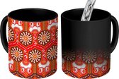 Magische Mok - Foto op Warmte Mokken - Koffiemok - Rood - Design - Bloemen - Magic Mok - Beker - 350 ML - Theemok