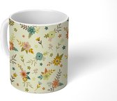 Mok - Koffiemok - Herfst - Bloemen - Jaren 50 - Patroon - Mokken - 350 ML - Beker - Koffiemokken - Theemok