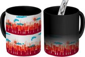 Magische Mok - Foto op Warmte Mokken - Koffiemok - Skyline - Design - Rood - Magic Mok - Beker - 350 ML - Theemok