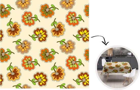 Additief diepvries huiswerk Tafelkleed - Tafellaken - 150x150 cm - Design - Bloemen - Retro - Vintage -  Binnen en... | bol.com