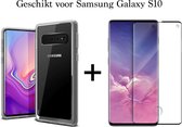 Samsung S10 Hoesje - Samsung Galaxy S10 hoesje transparant siliconen case hoes cover hoesjes - Full Cover - 1x Samsung S10 screenprotector