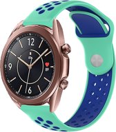 Siliconen Smartwatch bandje - Geschikt voor  Samsung Galaxy Watch 3 sport band 41mm - aqua/blauw - Strap-it Horlogeband / Polsband / Armband
