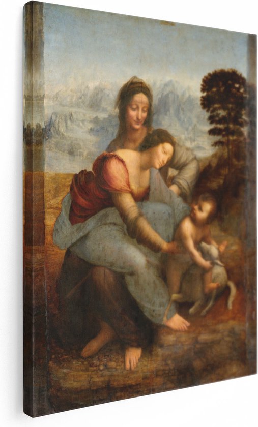 Artaza Canvas Schilderij Maria met Kind en Sint-Anna - Leonardo da Vinci - 60x80 - Kunst - Canvas Print - Muurdecoratie