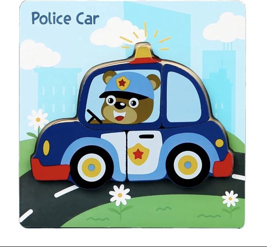 Foto: Babycure kids puzzel politie auto 4 stukjes kinder puzzeltje