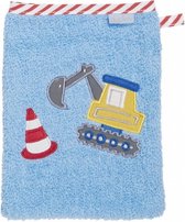 washandje graafmachine junior 20 x 15 cm katoen blauw