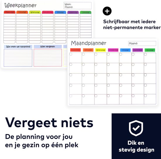 MN Whiteboard Weekplanner Alu Frame H60xB90 - MN Kantoormeubelen