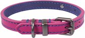 hondenhalsband 45,5-56 cm leer roze/blauw