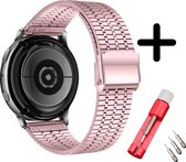 Strap-it Fitbit Versa 3 bandje staal rosé pink Luxe RVS + toolkit