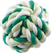 hondentouw Bal 10 cm katoen groen/wit