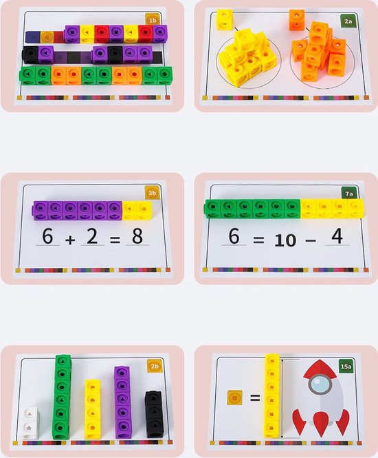 Thumbnail van een extra afbeelding van het spel Montessori speelgoed 100 Bouwblokken + 16 Cijfers/Cijfersymbolen + 30 vraagkaarten | smartgames voor kinderen - Tellen & Rekenen Leren Set & Math Optellen en aftrekken spel - Constructiespeelgoed - Bouwset - Educatief Rekenspeelgoed voor kinderen