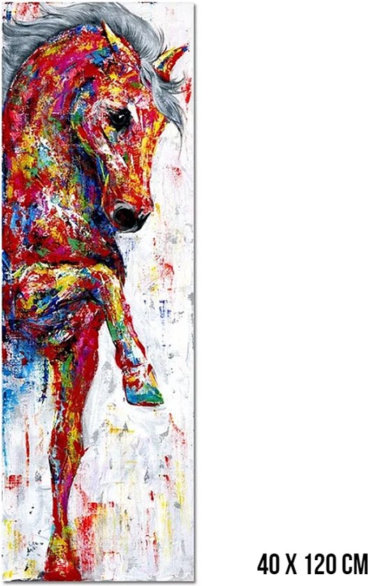 Allernieuwste Canvas Schilderij Groot Graffiti Paard vs 1 - Grafitti - XL - Kleur - 40 x 120 cm