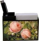 Pennenbakje met notitieblok twee rozen 8,5x7,5cm
