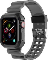 TPU Smartwatch bandje - Geschikt voor Apple Watch clear TPU band - transparant zwart - Strap-it Horlogeband / Polsband / Armband - Maat: 42 - 44 - 45 - 49mm