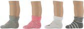 babysokken meisjes polykatoen grijs/roze mt 74/86 4 paar