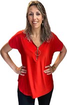 Travel t-shirt  zipper rood 1 maat draagbaar tot maat 46