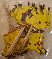 24 Pikachu Cocktail prikkers - Pokemon - Sateprikker - Trakteren - Feestje - Pikachu - Uitdelen - Traktatie - Jarig - Feestje - School - Meisje - Jongen