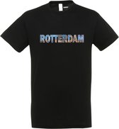T-shirt ROTTERDAM | Rotterdam skyline | leuke cadeaus voor mannen | Zwart | maat M