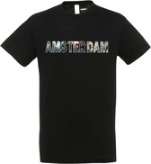 T-shirt AMSTERDAM | Amsterdam skyline | leuke cadeaus voor mannen | Zwart | maat 3XL