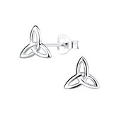 Joy|S - Zilveren Keltische driehoek oorbellen - egaal - 8 x 7 mm