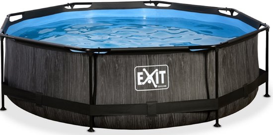 EXIT Frame Zwembad - Black Wood - ø 360 x 76 cm - met Cartridge Filterpomp - Zwart - Limited Edition - EXIT Toys